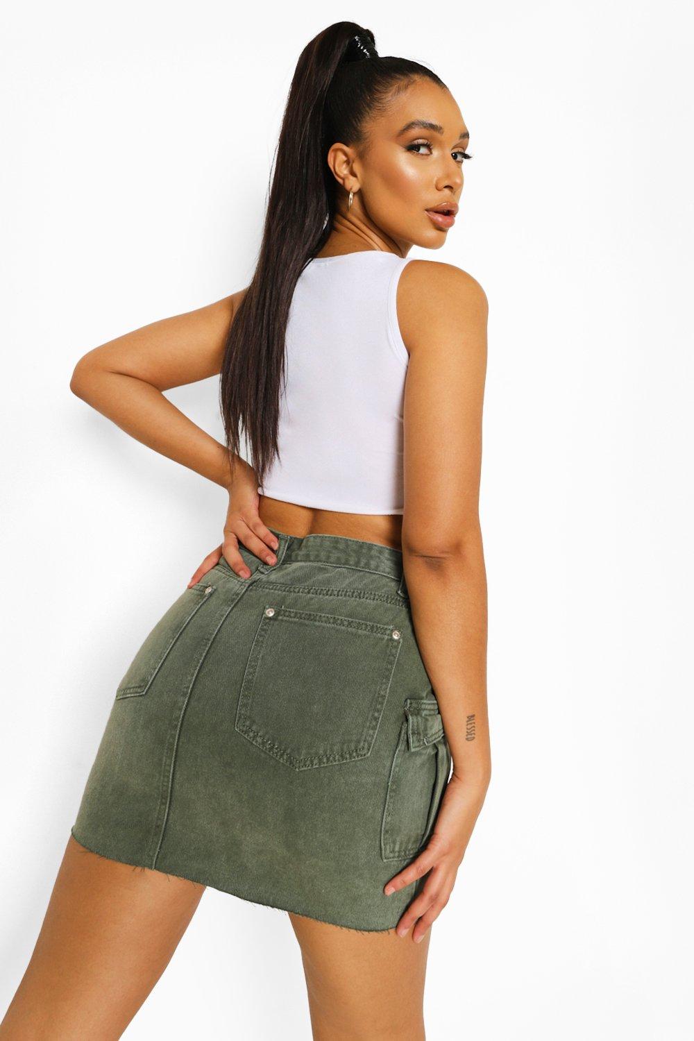 Washed Pocket Denim Skirt | boohoo